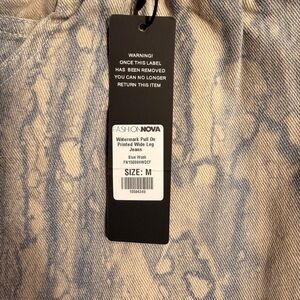 Fashion Nova Blue and Cream Watermark Jeans